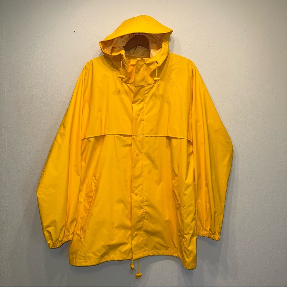LANDS END Yellow Rain Coat Weather Jacket Unisex Small 34-36 Vintage EUC